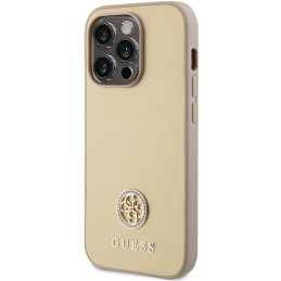 Guess Strass Metal Logo dėklas, skirtas iPhone 15 Pro - auksinis