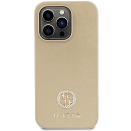 Guess Strass Metal Logo dėklas, skirtas iPhone 15 Pro - auksinis