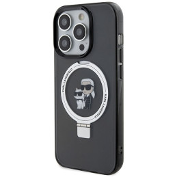 Karl Lagerfeld Ring Stand Karl&Choupette MagSafe dėklas iPhone 13 Pro - juodas