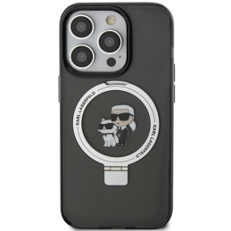 Karl Lagerfeld Ring Stand Karl&Choupette MagSafe dėklas iPhone 13 Pro - juodas