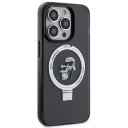 Karl Lagerfeld Ring Stand Karl&Choupette MagSafe dėklas iPhone 13 Pro - juodas