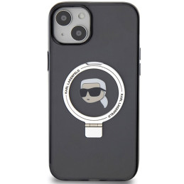 Karl Lagerfeld Ring Stand Karl Head MagSafe dėklas iPhone 15 - juodas