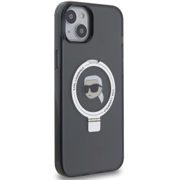 Karl Lagerfeld Ring Stand Karl Head MagSafe dėklas iPhone 15 - juodas