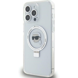 Karl Lagerfeld Ring Stand Karl Head MagSafe dėklas iPhone 15 Pro Max - baltas