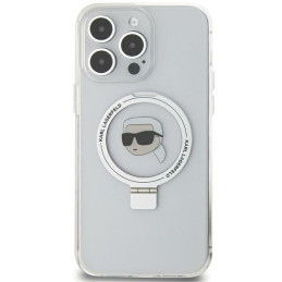 Karl Lagerfeld Ring Stand Karl Head MagSafe dėklas iPhone 15 Pro Max - baltas