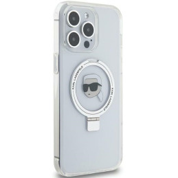 Karl Lagerfeld Ring Stand Karl Head MagSafe dėklas iPhone 15 Pro Max - baltas