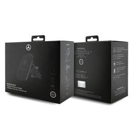 Mercedes Silver Stars MagSafe 15W indukcinis laikiklis prietaisų skydeliui arba langui - juodas
