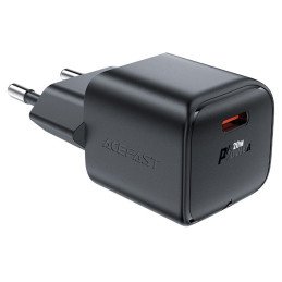 Acefast A73 Mini PD 20W GaN USB-C sieninis įkroviklis - juodas