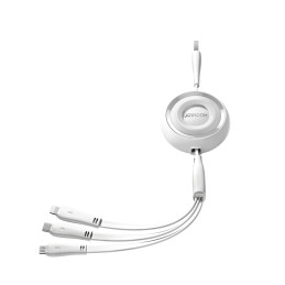 Joyroom Colorful Series S-A40 ištraukiamas 3in1 USB-A - USB-C / Lightning / mikro USB kabelis 1m - baltas