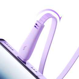 Joyroom Colorful Series S-A40 ištraukiamas 3in1 USB-A - USB-C / Lightning / mikro USB laidas 1m - violetinė
