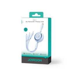Joyroom Colorful Series S-A40 laidas, ištraukiamas 3in1 USB-A - USB-C / Lightning / micro USB 1m - mėlynas