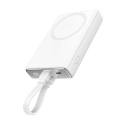 Joyroom JR-PBM01 magnetinis maitinimo blokas 10000mAh 20W su stovu + Lightning laidas - USB-C - balta