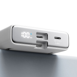 Joyroom JR-PBM01 magnetinis maitinimo blokas 10000mAh 20W su stovu + Lightning laidas - USB-C - balta