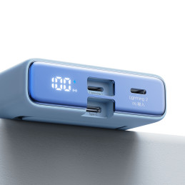 Powerbank Joyroom JR-PBM01 magnetinis 10000mAh 20W su stovu + Lightning laidas - USB-C - mėlynas