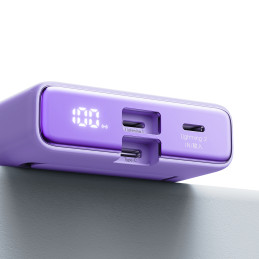 Powerbank Joyroom JR-PBM01 magnetinis 10000mAh 20W su stovu + Lightning laidas - USB-C - violetinė