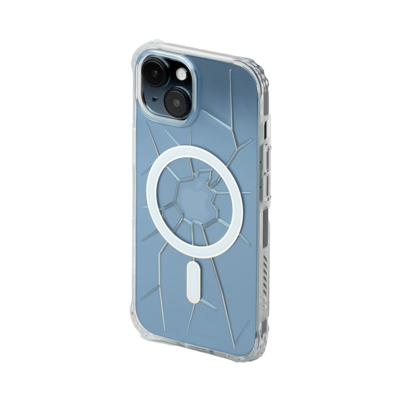 MagSafe Kingxbar PQY Crack Series silikoninis dėklas skirtas iPhone 15 - skaidrus