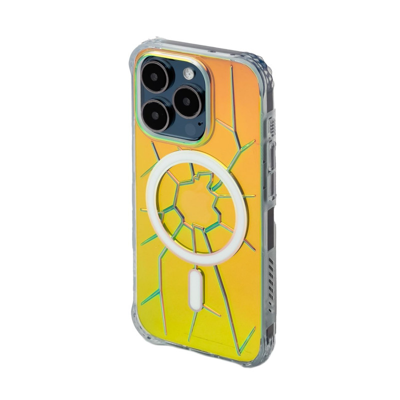 MagSafe Kingxbar PQY Crack Series silikoninis dėklas skirtas iPhone 15 Pro - holografinis