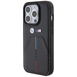 BMW Stamped Tricolor Stripe dėklas iPhone 15 Pro - juodas