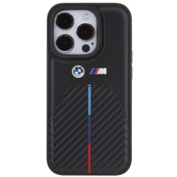 BMW Stamped Tricolor Stripe dėklas iPhone 15 Pro - juodas