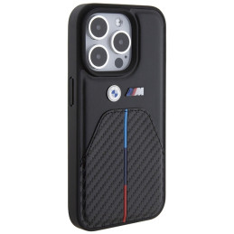 BMW Stamped Tricolor Stripe dėklas iPhone 15 Pro - juodas