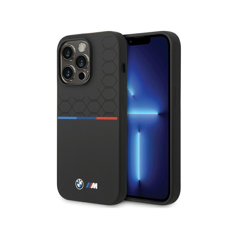 BMW Silicone Pattern dėklas iPhone 15 Pro - juodas