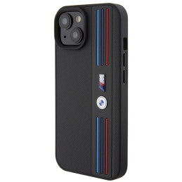 BMW Tricolor M Collection dėklas iPhone 15 - juodas