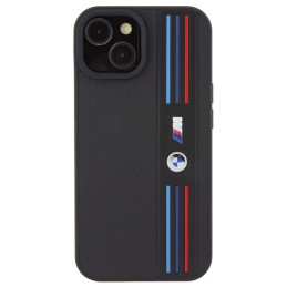 BMW Tricolor M Collection dėklas iPhone 15 - juodas