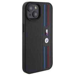 BMW Tricolor M Collection dėklas iPhone 15 - juodas
