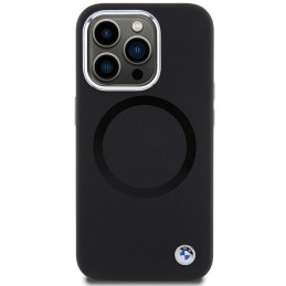 BMW Signature Liquid Silicone MagSafe dėklas iPhone 15 Pro - juodas