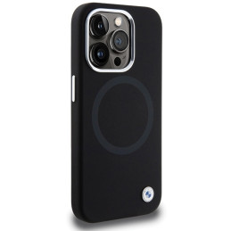 BMW Signature Liquid Silicone MagSafe dėklas iPhone 15 Pro - juodas