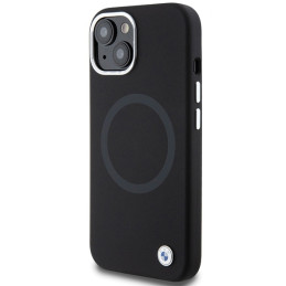 BMW Signature Liquid Silicone MagSafe dėklas iPhone 15 - juodas