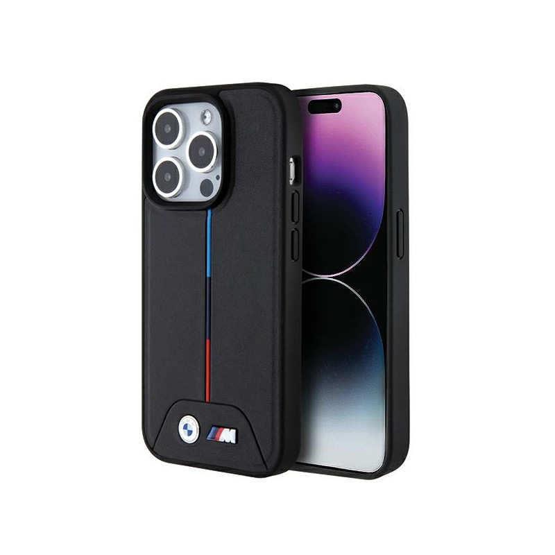 BMW Quilted Tricolor MagSafe dėklas iPhone 15 Pro Max - juodas