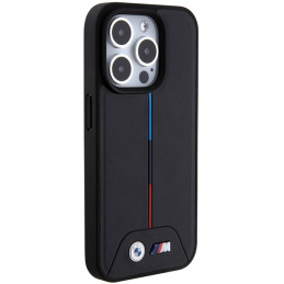 BMW Quilted Tricolor MagSafe dėklas iPhone 15 Pro Max - juodas