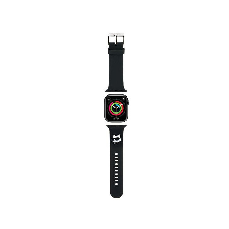Karl Lagerfeld 3D guminis Choupette galvos dirželis, skirtas Apple Watch 42/ 44/ 45/ 49mm – juodas