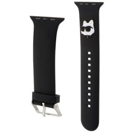 Karl Lagerfeld 3D guminis Choupette galvos dirželis, skirtas Apple Watch 42/ 44/ 45/ 49mm – juodas