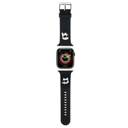 Karl Lagerfeld 3D guminis Karl&Choupette Heads dirželis Apple Watch 42/ 44/ 45/ 49mm - juodas