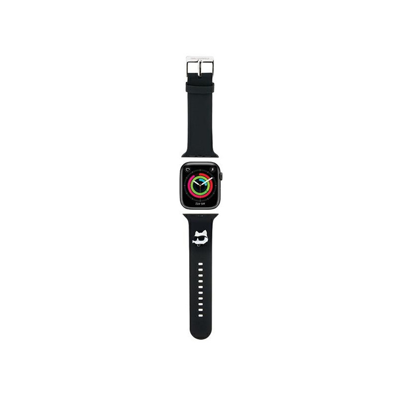 Karlo Lagerfeldo 3D guminis „Choupette“ galvučių dirželis „Apple Watch“ 38/ 40/ 41 mm – juodas