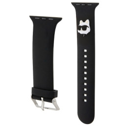 Karlo Lagerfeldo 3D guminis „Choupette“ galvučių dirželis „Apple Watch“ 38/ 40/ 41 mm – juodas
