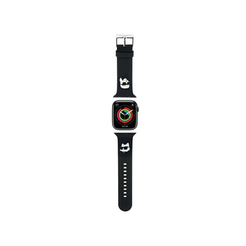 Karl Lagerfeld 3D guminis Karl&Choupette Heads dirželis Apple Watch 38/ 40/ 41mm - juodas