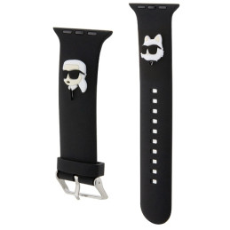 Karl Lagerfeld 3D guminis Karl&Choupette Heads dirželis Apple Watch 38/ 40/ 41mm - juodas
