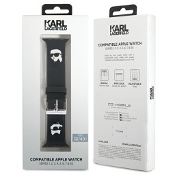 Karl Lagerfeld 3D guminis Karl&Choupette Heads dirželis Apple Watch 38/ 40/ 41mm - juodas