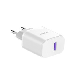 Dudao A20EU USB-A 18W tinklo įkroviklis - baltas + USB-A - Lightning laidas