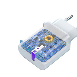 Dudao A20EU USB-A 18W tinklo įkroviklis - baltas + USB-A - Lightning laidas