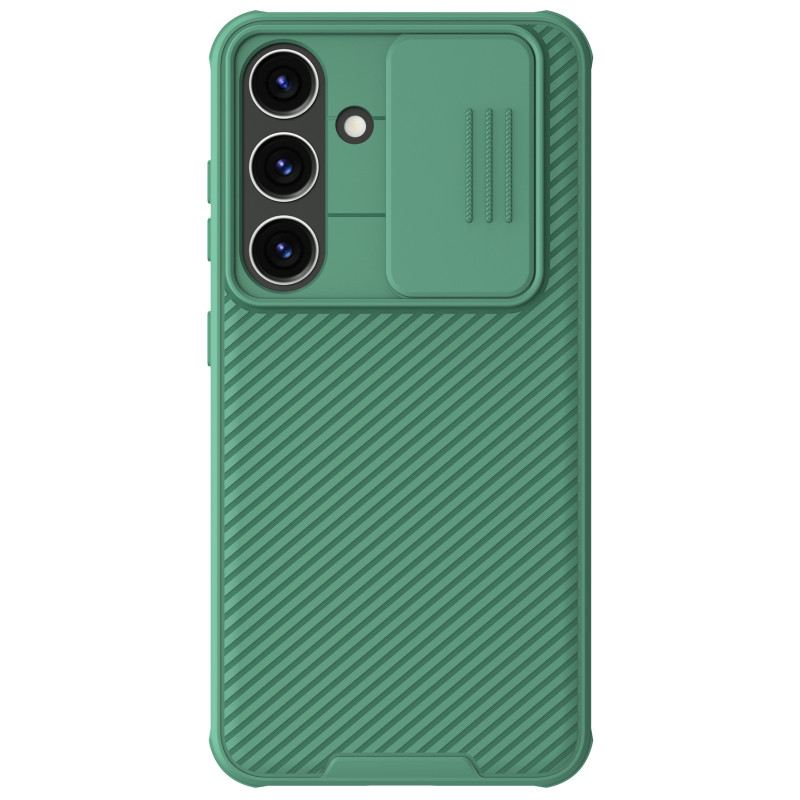 Nillkin CamShield Pro šarvuotas dėklas su fotoaparato dangteliu, skirtas Samsung Galaxy S24 - žalias