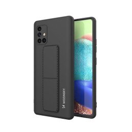 Wozinsky Kickstand Case silikoninis dėklas su stovu Samsung Galaxy A71 juodas