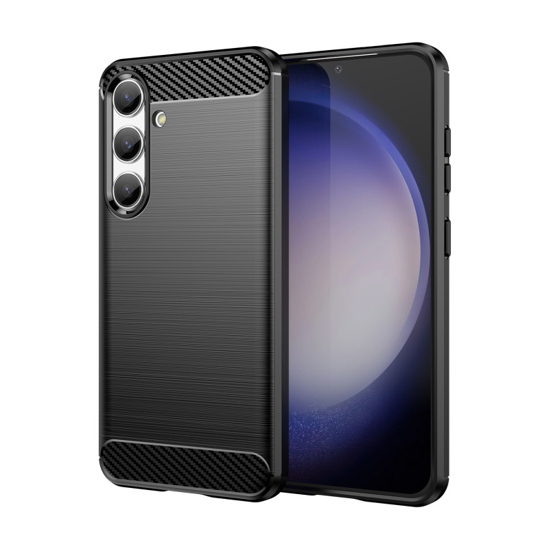Anglies dėklas, skirtas Samsung Galaxy S24 Lankstus silikoninis anglies dangtelis – juodas
