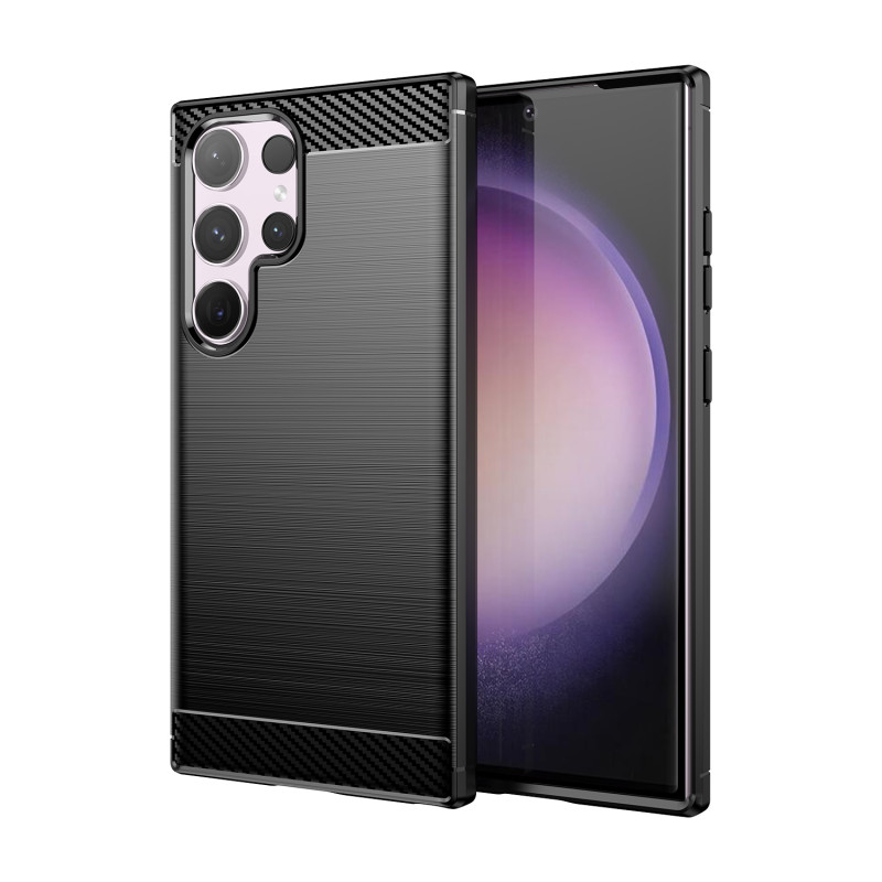 Anglies dėklas, skirtas Samsung Galaxy S24 Ultra Flexible Silicone Carbon Cover – juodas