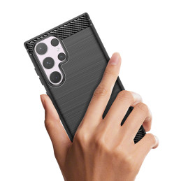 Anglies dėklas, skirtas Samsung Galaxy S24 Ultra Flexible Silicone Carbon Cover – juodas