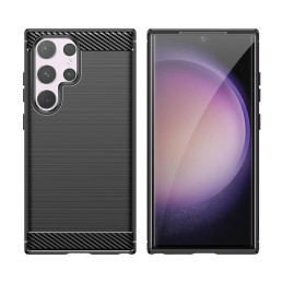 Anglies dėklas, skirtas Samsung Galaxy S24 Ultra Flexible Silicone Carbon Cover – juodas