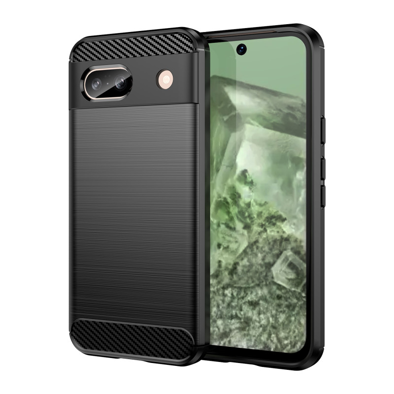 Anglies dėklas, skirtas „Google Pixel 8A“, lankstus silikoninis anglies dangtelis – juodas